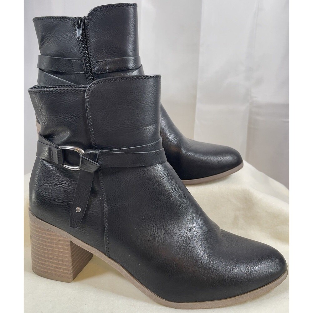 Frye And Co Italia Womens 11 Black Ankle 2.5” High Block Heel Booties Moto Biker